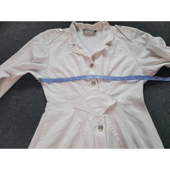 Vintage 80s All That Jazz‎ Midi Dress Tailored White Ruched Waist Button Up XS/S - Picture 11 of 16